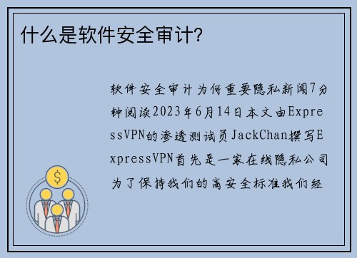 什么是软件安全审计？